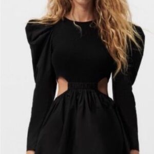 Zara Black Long Sleeve Cutout Dress